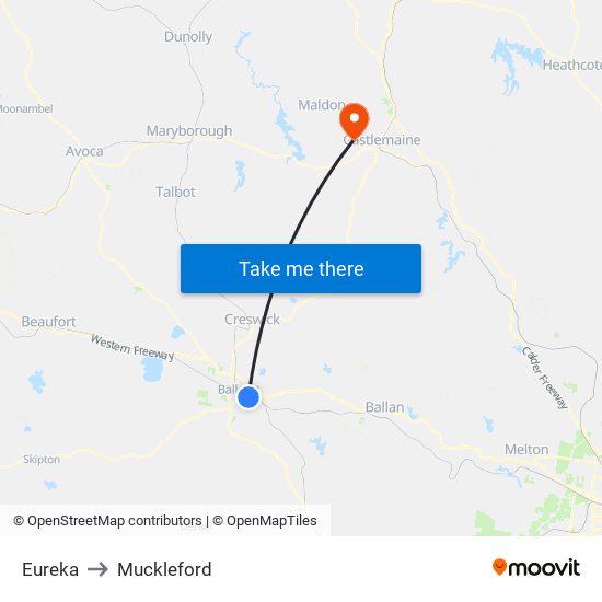 Eureka to Muckleford map