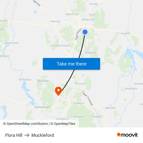 Flora Hill to Muckleford map