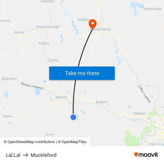 Lal Lal to Muckleford map