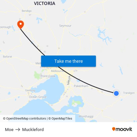 Moe to Muckleford map