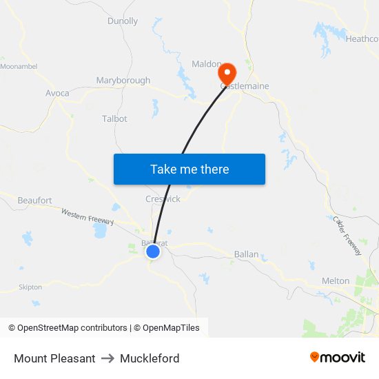 Mount Pleasant to Muckleford map