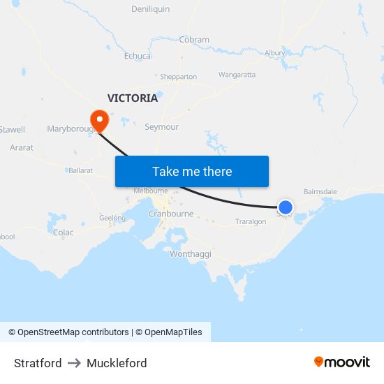 Stratford to Muckleford map