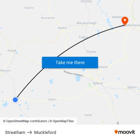 Streatham to Muckleford map