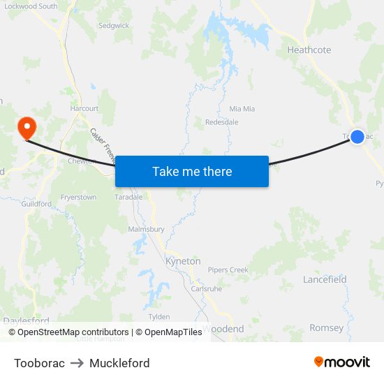 Tooborac to Muckleford map