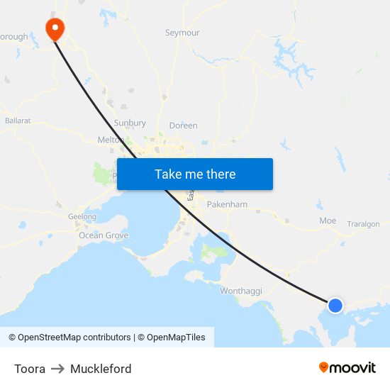 Toora to Muckleford map