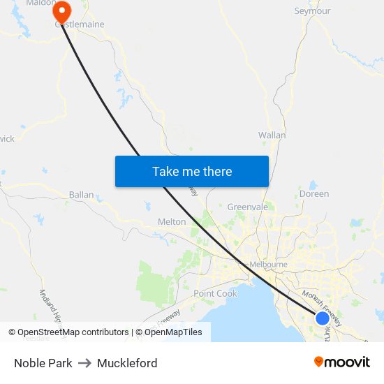 Noble Park to Muckleford map