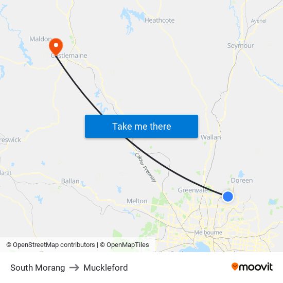 South Morang to Muckleford map