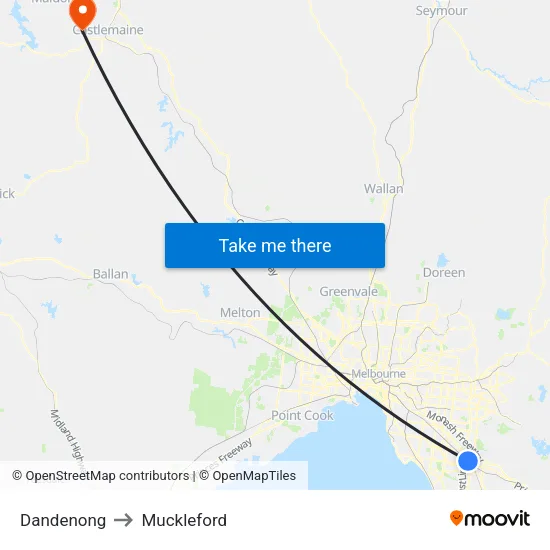 Dandenong to Muckleford map