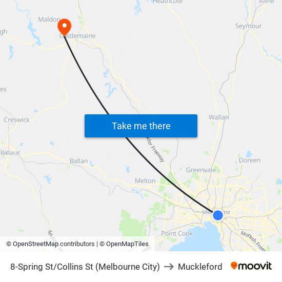 8-Spring St/Collins St (Melbourne City) to Muckleford map