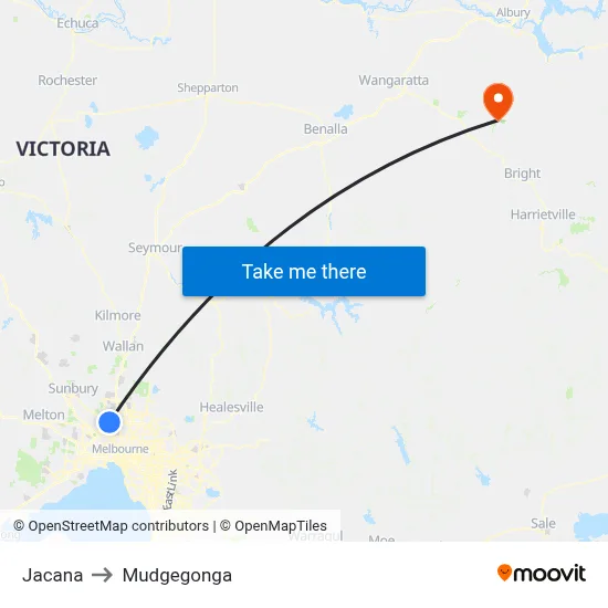 Jacana to Mudgegonga map