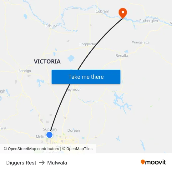 Diggers Rest to Mulwala map