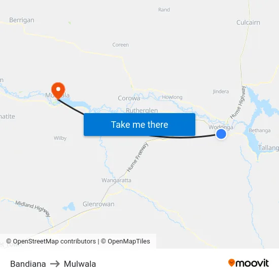 Bandiana to Mulwala map