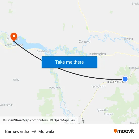Barnawartha to Mulwala map
