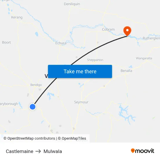 Castlemaine to Mulwala map
