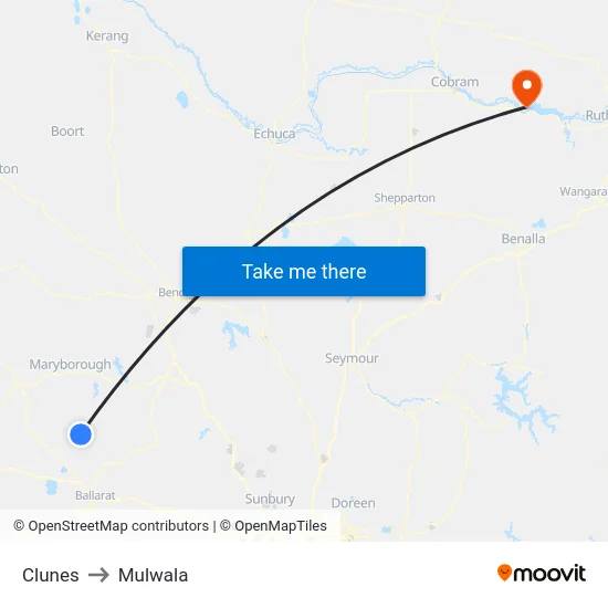 Clunes to Mulwala map