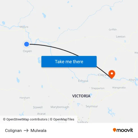 Colignan to Mulwala map