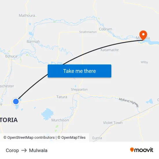 Corop to Mulwala map