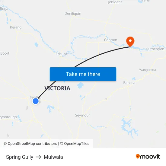 Spring Gully to Mulwala map