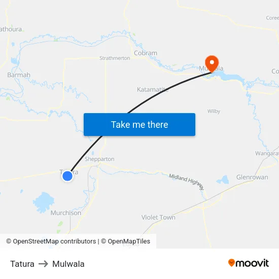 Tatura to Mulwala map