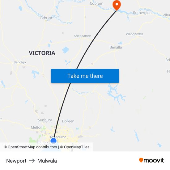 Newport to Mulwala map