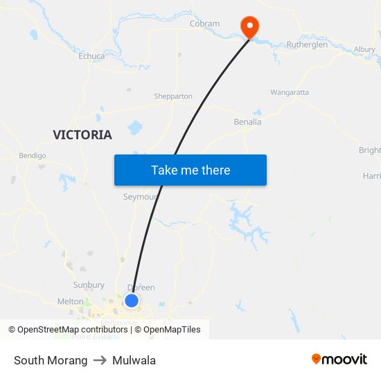 South Morang to Mulwala map