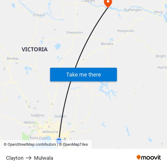 Clayton to Mulwala map