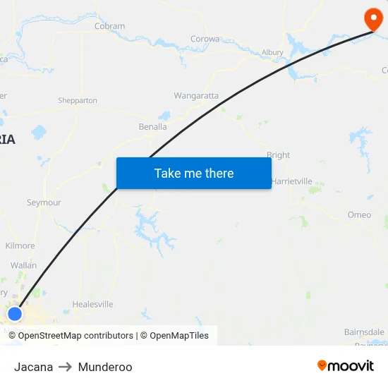 Jacana to Munderoo map