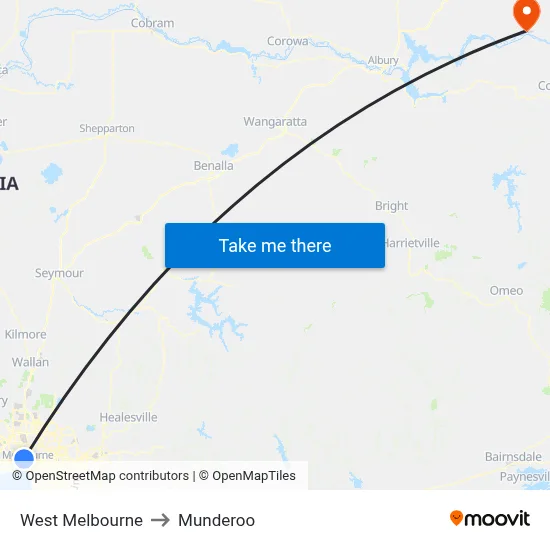 West Melbourne to Munderoo map