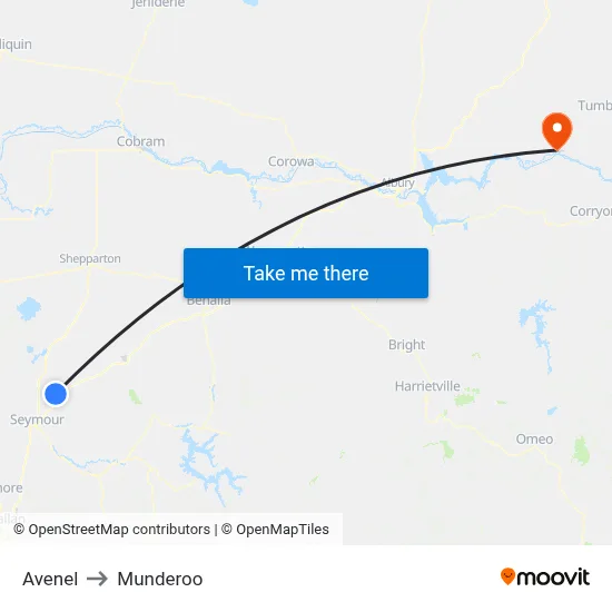 Avenel to Munderoo map