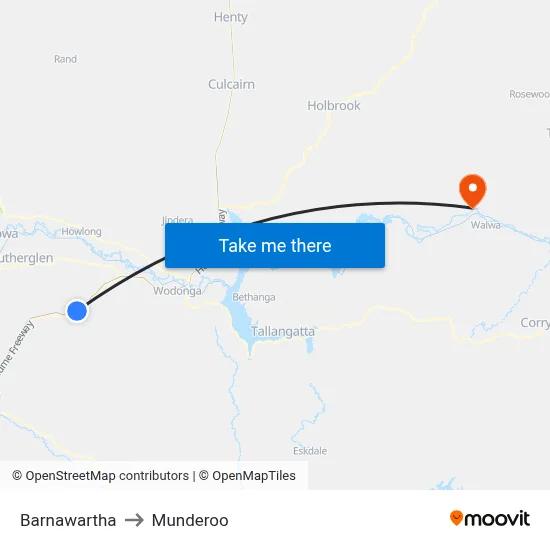 Barnawartha to Munderoo map