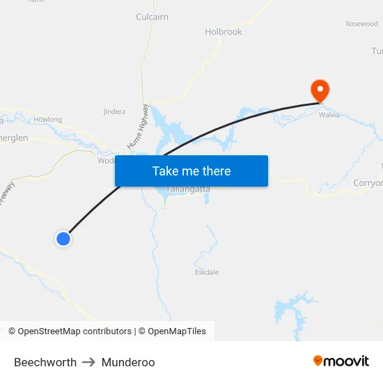 Beechworth to Munderoo map