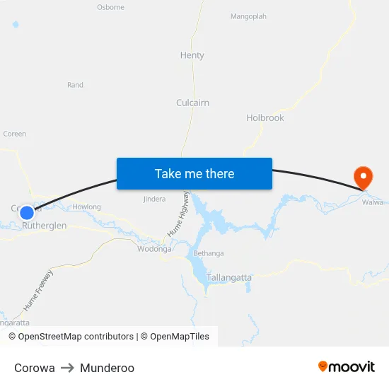 Corowa to Munderoo map