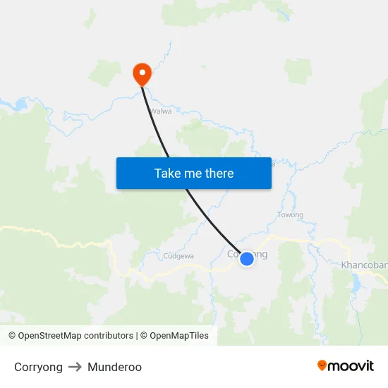 Corryong to Munderoo map