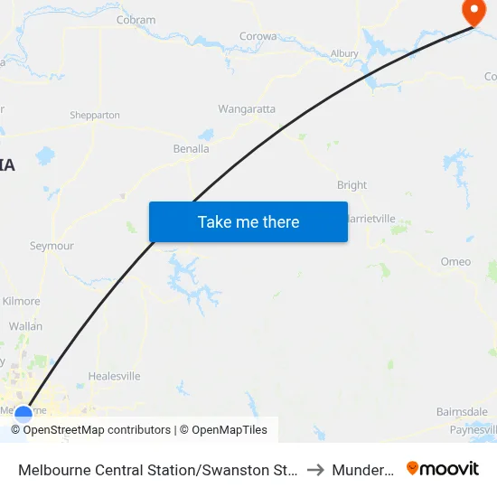 Melbourne Central Station/Swanston St #8 to Munderoo map