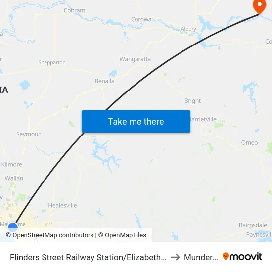 Flinders Street Station/Elizabeth St #1 to Munderoo map