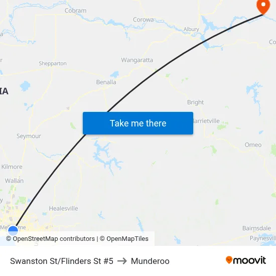 Swanston St/Flinders St #5 to Munderoo map