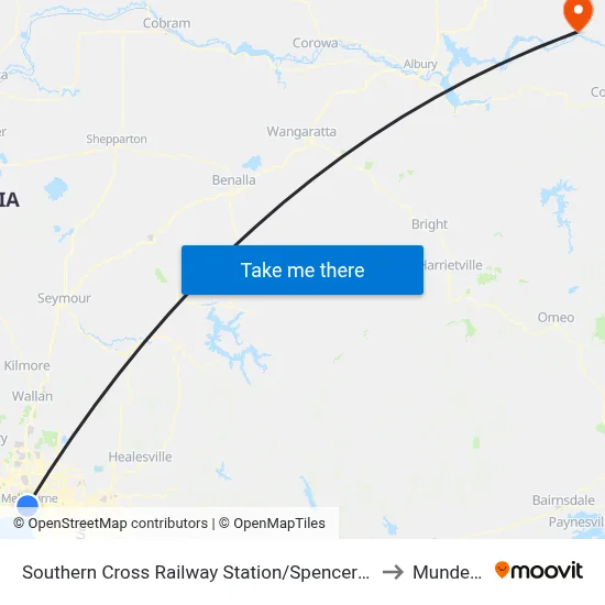 Southern Cross Railway Station/Spencer St #122 to Munderoo map