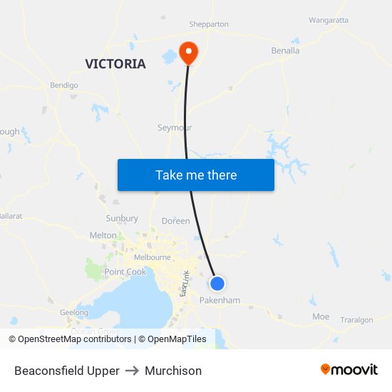 Beaconsfield Upper to Murchison map