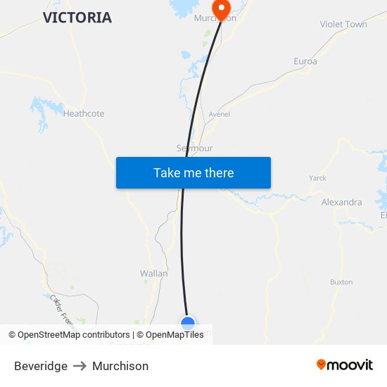 Beveridge to Murchison map