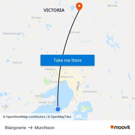 Blairgowrie to Murchison map