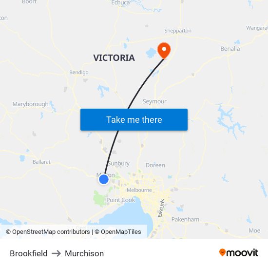 Brookfield to Murchison map