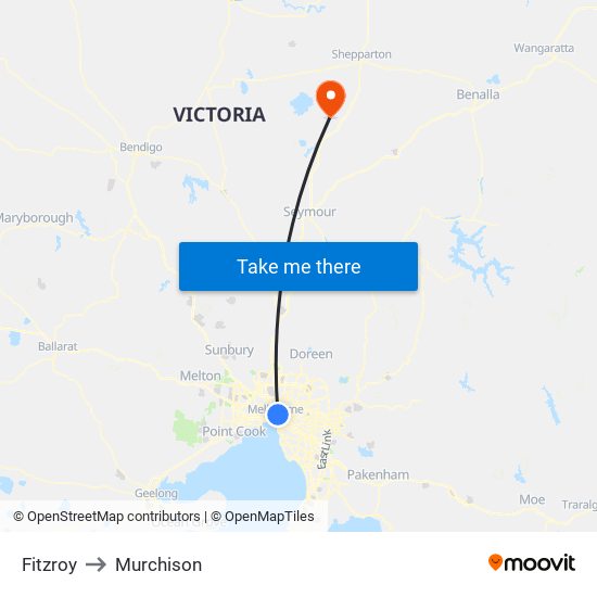 Fitzroy to Murchison map