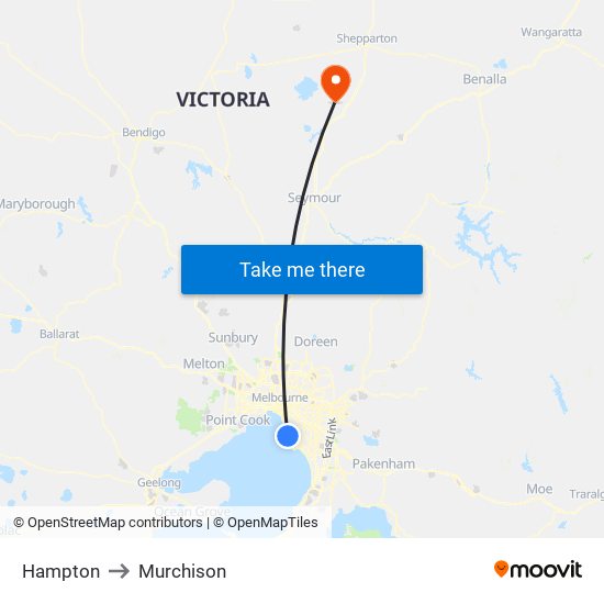 Hampton to Murchison map