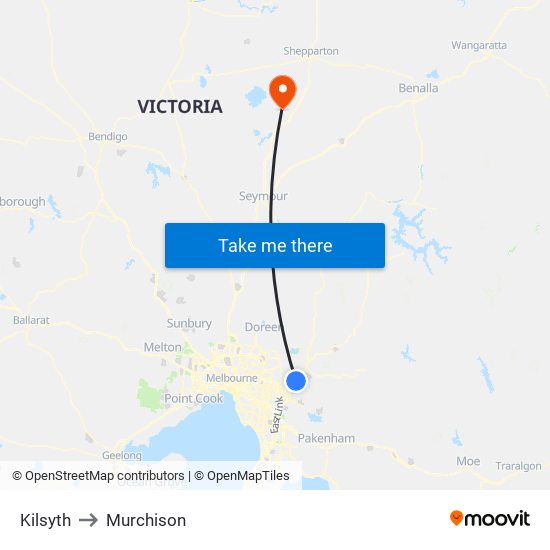 Kilsyth to Murchison map