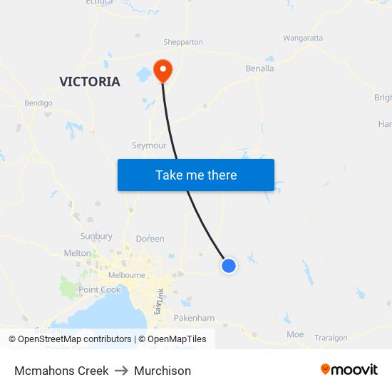 Mcmahons Creek to Murchison map