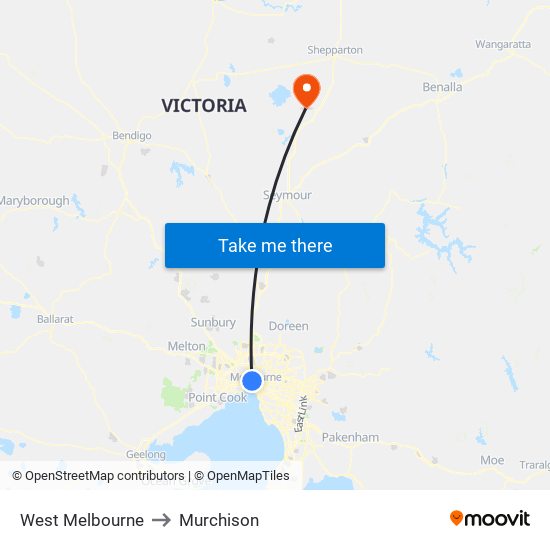 West Melbourne to Murchison map