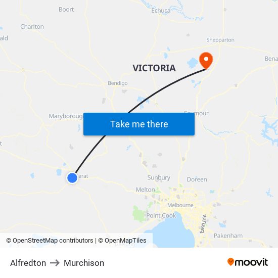 Alfredton to Murchison map