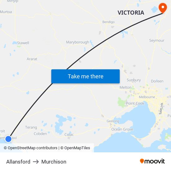 Allansford to Murchison map