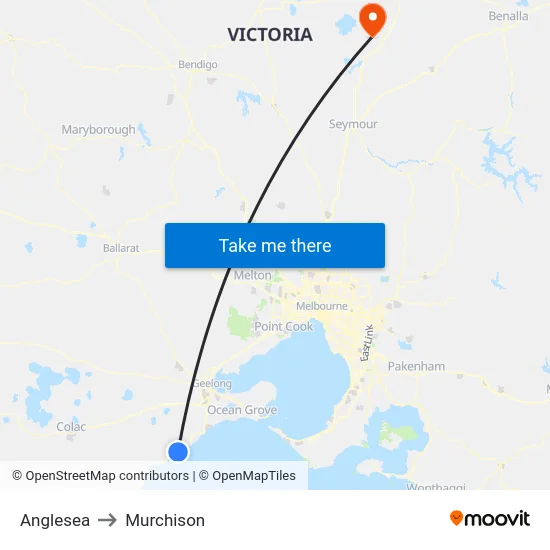 Anglesea to Murchison map