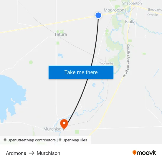 Ardmona to Murchison map
